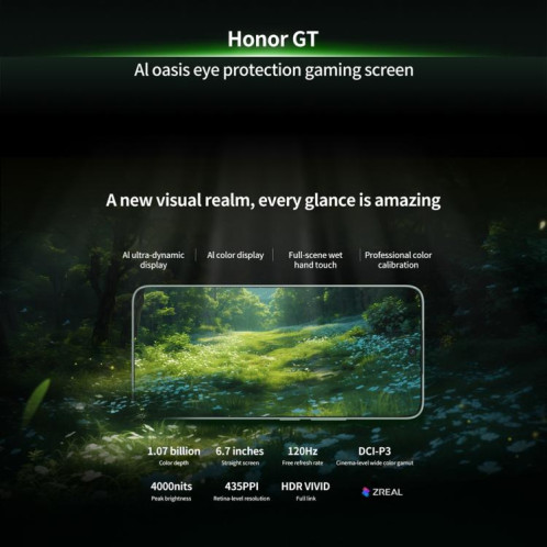 Honor GT, 16 Go + 256 Go, lecteur d'empreintes digitales à l'écran, 6,7 pouces MagicOS 9.0 Android 15.0 Snapdragon 8 Gen 3 Octa Core, réseau : 5G, OTG, NFC (noir) SH722B772-016