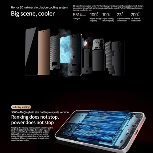 Honor GT, 16 Go + 256 Go, lecteur d'empreintes digitales à l'écran, 6,7 pouces MagicOS 9.0 Android 15.0 Snapdragon 8 Gen 3 Octa Core, réseau : 5G, OTG, NFC (noir) SH722B772-016