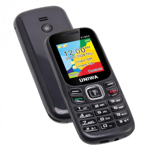Téléphone à clavier pour personnes âgées UNIWA E1803, 1,77 pouces SC6531E, lampe de poche LED, 21 touches, réseau : 2G, (noir) SU730B1734-08