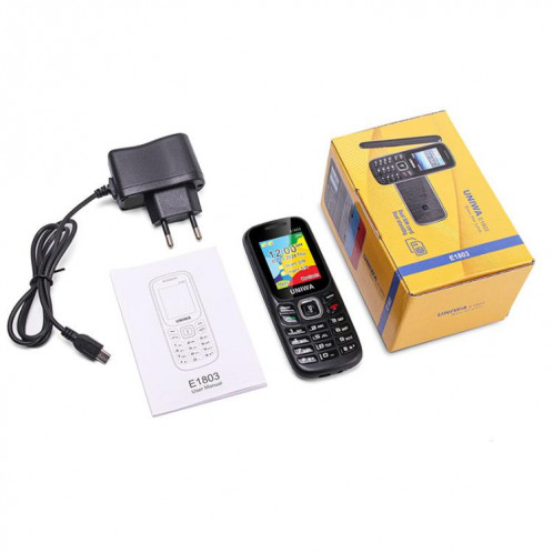 Téléphone à clavier pour personnes âgées UNIWA E1803, 1,77 pouces SC6531E, lampe de poche LED, 21 touches, réseau : 2G, (noir) SU730B1734-08