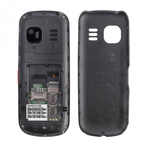 Téléphone à clavier pour personnes âgées UNIWA E1808, 1,77 pouces SC6531E, lampe de poche LED, 21 touches, réseau : 2G, triple SIM, (noir) SU731B1149-08