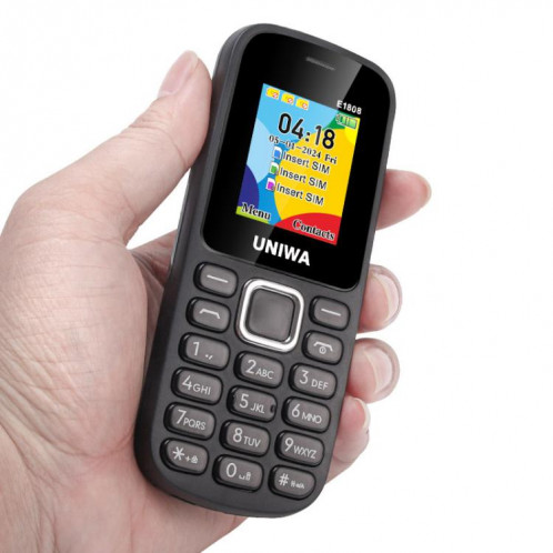 Téléphone à clavier pour personnes âgées UNIWA E1808, 1,77 pouces SC6531E, lampe de poche LED, 21 touches, réseau : 2G, triple SIM, (bleu) SU731L1777-08
