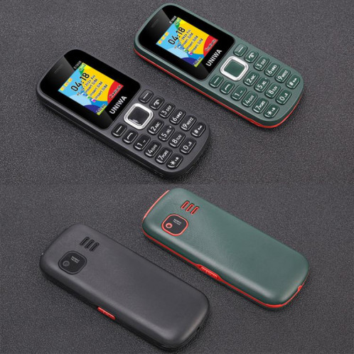 Téléphone à clavier pour personnes âgées UNIWA E1808, 1,77 pouces SC6531E, lampe de poche LED, 21 touches, réseau : 2G, triple SIM, (vert) SU731G999-08