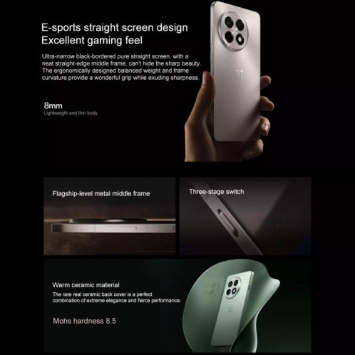 OnePlus Ace 5, 16 Go + 512 Go, 6,78 pouces ColorOS 15.0 Snapdragon 8 Gen 3 Octa Core, NFC, Réseau : 5G (Noir) SO744B410-017