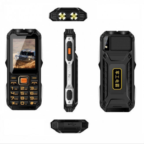 Téléphone pour personnes âgées Q8-1 Triple Proofing, batterie 16800mAh, 2,4 pouces, 21 touches, Bluetooth, lampe de poche LED, FM, SOS, double SIM, réseau : 4G (noir) SH750B1506-08