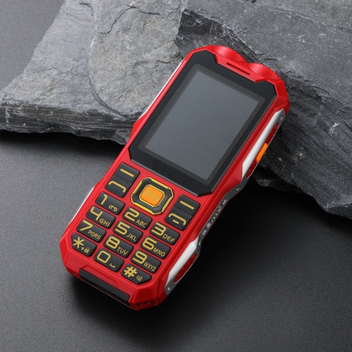 Téléphone pour personnes âgées Q8-1 triple preuve, batterie 16800 mAh, 2,4 pouces, 21 touches, Bluetooth, lampe de poche LED, FM, SOS, double SIM, réseau : 4G (rouge) SH750R1262-08
