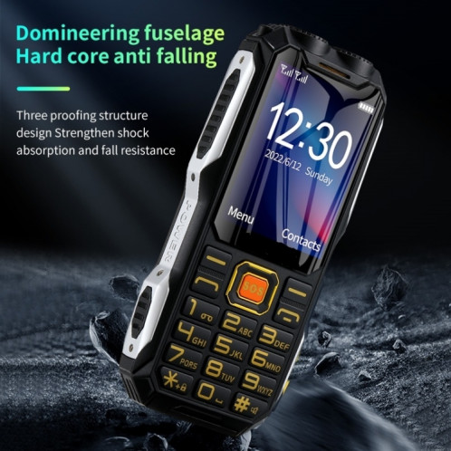 Téléphone pour personnes âgées Q8-1 Triple Proofing, batterie 16800mAh, 2,4 pouces, 21 touches, Bluetooth, lampe de poche LED, FM, SOS, double SIM, réseau : 4G (noir) SH750B1506-08