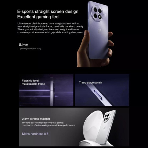 OnePlus Ace 5 Pro, 16 Go + 1 To, 6,78 pouces ColorOS 15.0 Snapdragon 8 Elite Octa Core, NFC, Réseau : 5G (Noir) SO751B1280-017