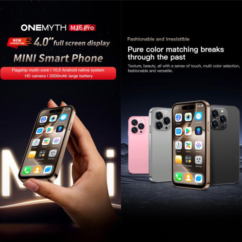 SOYES ONEMYTH M16 Pro, 2 Go + 16 Go, 4,0 pouces Android 10.0 MTK6580 Quad Core, Réseau : 3G, Double SIM (Rose) SS752F128-014