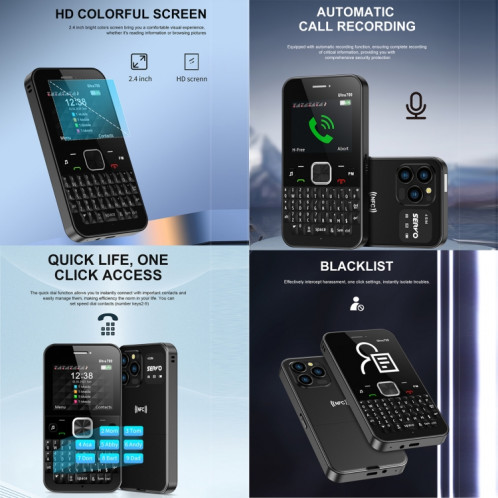 SERVO U700, 2,4 pouces, MTK6261D, 58 claviers complets, prise en charge Bluetooth, FM, NFC, numérotation rapide, lampe de poche, GSM, Quad SIM (vert) SS764G729-011