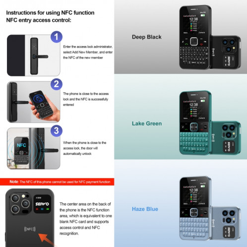SERVO U700, 2,4 pouces, MTK6261D, 58 claviers complets, prise en charge Bluetooth, FM, NFC, numérotation rapide, lampe de poche, GSM, Quad SIM (bleu) SS764L1227-011