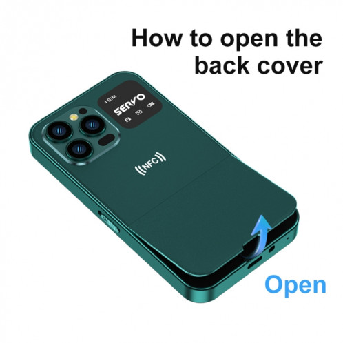 SERVO U700, 2,4 pouces, MTK6261D, 58 claviers complets, prise en charge Bluetooth, FM, NFC, numérotation rapide, lampe de poche, GSM, Quad SIM (vert) SS764G729-011