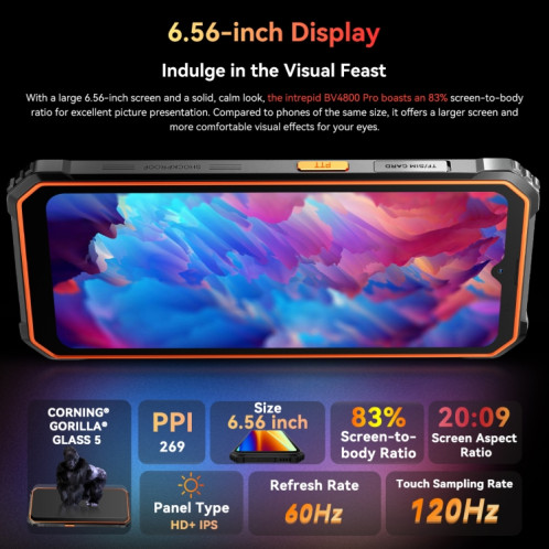 Blatskviev BV4800 Pro, N&B + 128 Go, IP68/IPSHYAK/MIL-STD-810X, avec 56 pouces Android 14 Unisoc T606 Vinaigre, Réseau : ChG, OTG (Vert) SB774G1199-013