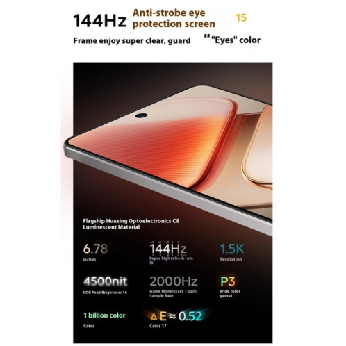 vivo iQOO Z9 Turbo+, 12 Go + 256 Go, 6,78 pouces Android 14.0 OriginOS 4 Dimensity 9300+ Octa Core 3,4 GHz, OTG, NFC, Réseau : 5G, Prise en charge de Google Play (Starlight White) SV788K1176-022