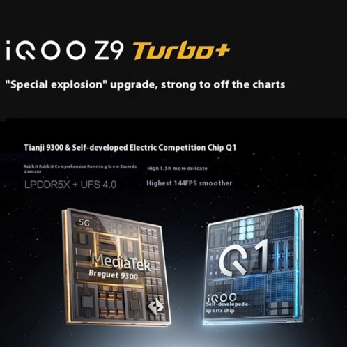 vivo iQOO Z9 Turbo+, 16 Go + 256 Go, 6,78 pouces Android 14.0 OriginOS 4 Dimensity 9300+ Octa Core 3,4 GHz, OTG, NFC, Réseau : 5G, Prise en charge de Google Play (couleur titane) SV90TC1259-022