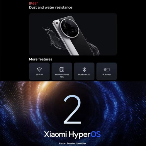  Xiaomi 15 Ultra Global, 16 Go + 1 To, lecteur d'empreintes digitales ultrasonique 3D, appareil photo 200 Mpx, écran 6,73 pouces, processeur Snapdragon 8 Elite Octa Core 3 nm, NFC, réseau 5G (noir) SX796B451-021