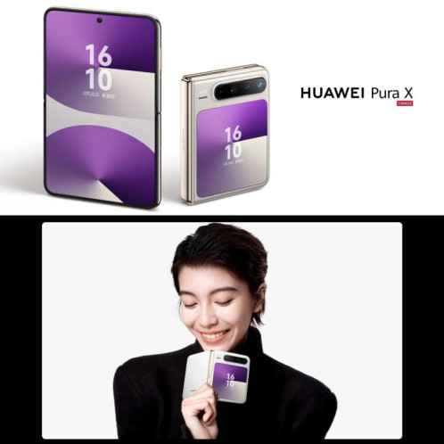 HUAWEI Pura X, 12 Go + 256 Go, reconnaissance d'empreintes digitales latérale, 6,3 pouces + 3,5 pouces, HarmonyOS 5.0.1 Octa Core, NFC, OTG, non compatible avec Google Play (Noir) SH797B780-017