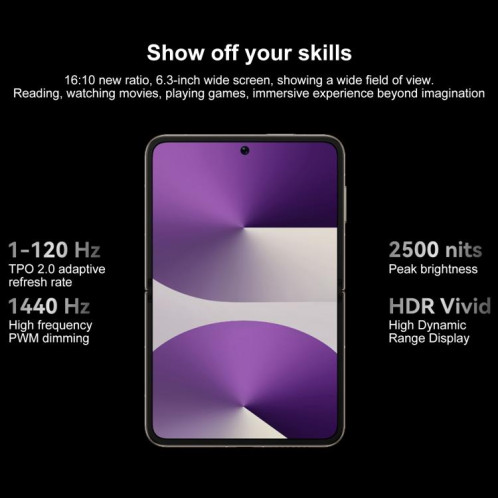 HUAWEI Pura X, 12 Go + 256 Go, reconnaissance d'empreintes digitales latérale, 6,3 pouces + 3,5 pouces, HarmonyOS 5.0.1 Octa Core, NFC, OTG, non compatible avec Google Play (Noir) SH797B780-017
