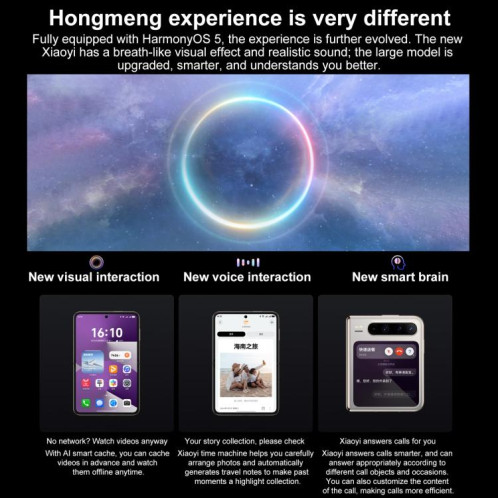 HUAWEI Pura X, 12 Go + 256 Go, reconnaissance d'empreintes digitales latérale, 6,3 pouces + 3,5 pouces, HarmonyOS 5.0.1 Octa Core, NFC, OTG, non compatible avec Google Play (Noir) SH797B780-017
