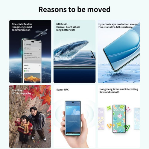 HUAWEI Enjoy 70X, 8 Go + 512 Go, écran 6,78 pouces, HarmonyOS 4.2, Kirin 8000A Hexa Core, réseau : 4G, OTG, NFC, ne prend pas en charge Google Play (blanc) SH812W1153-013