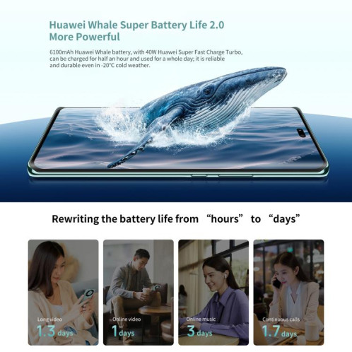 HUAWEI Enjoy 70X, 8 Go + 512 Go, écran 6,78 pouces, HarmonyOS 4.2, Kirin 8000A Hexa Core, réseau : 4G, OTG, NFC, ne prend pas en charge Google Play (blanc) SH812W1153-013