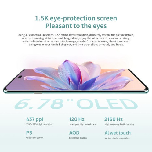 HUAWEI Enjoy 70X, 8 Go + 512 Go, écran 6,78 pouces, HarmonyOS 4.2, Kirin 8000A Hexa Core, réseau : 4G, OTG, NFC, ne prend pas en charge Google Play (blanc) SH812W1153-013
