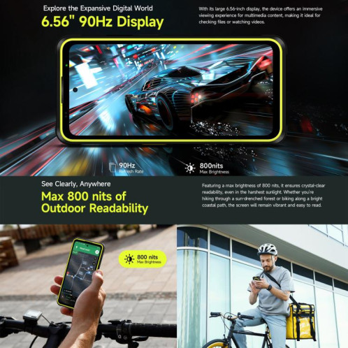  Ulefone Armor X31, 6 Go + 128 Go, vision nocturne, téléphone robuste IP68/IP69K, 6,56 pouces Android 14 MediaTek Helio G91 Octa Core, réseau : 4G, NFC, OTG (Orange) SU840E1296-021
