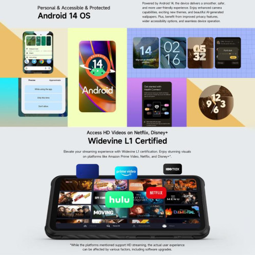  Ulefone Armor X31, 6 Go + 128 Go, vision nocturne, téléphone robuste IP68/IP69K, 6,56 pouces Android 14 MediaTek Helio G91 Octa Core, réseau : 4G, NFC, OTG (Orange) SU840E1296-021
