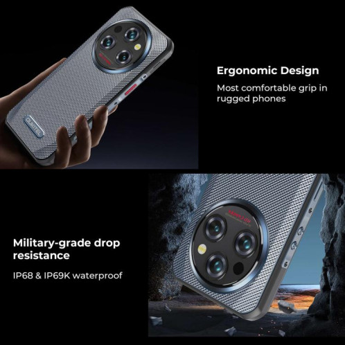  Téléphone robuste Oukitel WP35 Pro 5G, 12 Go + 512 Go, 6,6 pouces, Android 14, MediaTek Dimensity 6300 Octa Core, NFC, OTG, réseau 5G (gris) SO864H538-017