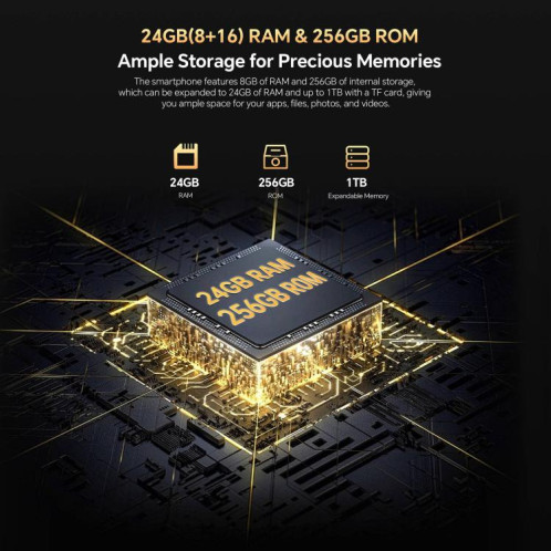  Téléphone robuste Oukitel WP23 Plus, 8 Go + 256 Go, 6,52 pouces, Android 14.0, Unisoc T606 Octa-core, NFC, OTG, réseau 4G (noir) SO866B871-015