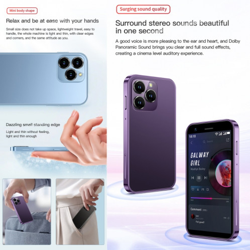 SOYES XS16, 2 Go + 16 Go, 3,0 pouces Android 10.0 MTK6737 Quad Core, Bluetooth, WiFi, Réseau : 4G, Double SIM, Prise en charge de Google Play Store (Bleu) SS875L449-013