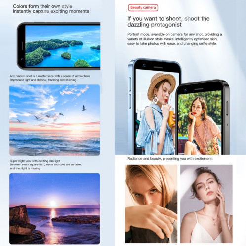 SOYES XS16, 2 Go + 16 Go, 3,0 pouces Android 10.0 MTK6737 Quad Core, Bluetooth, WiFi, Réseau : 4G, Double SIM, Prise en charge de Google Play Store (Bleu) SS875L449-013