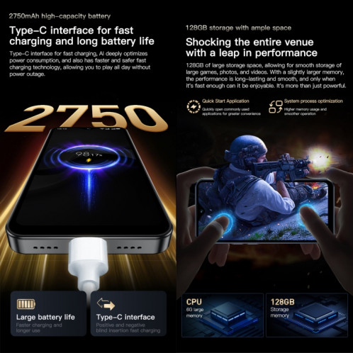 SOYES SOYES F9 Max, 4 Go + 64 Go, 4,3 pouces Android 12 MTK6762 Octa Core, Réseau : 4G, OTG, Double SIM (Noir) SS885B1465-013