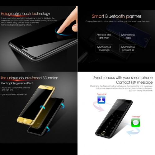 Ulcool V66+, 1,54 pouces, MTK6261D, prise en charge de la synchronisation Bluetooth, numérotation Bluetooth, FM, anti-perte, GSM, double SIM (noir) SH887B731-06