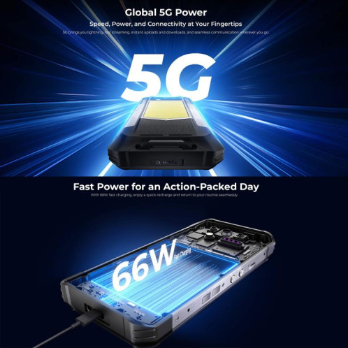 Oukitel WP100 TITAN 5G Smartphone robuste avec projecteur, 16 Go + 512 Go, appareil photo 200 Mpx, identification par empreinte digitale, écran 6,8 pouces, Android 14, MediaTek Dimensity 7300 Octa Core, SO890B1148-020