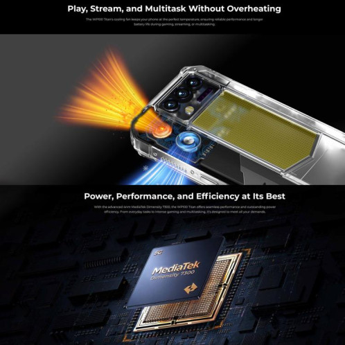 Oukitel WP100 TITAN 5G Smartphone robuste avec projecteur, 16 Go + 512 Go, appareil photo 200 Mpx, identification par empreinte digitale, écran 6,8 pouces, Android 14, MediaTek Dimensity 7300 Octa Core, SO890B1148-020