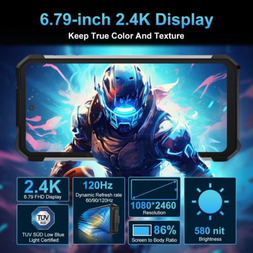  Téléphone robuste avec projecteur de vision nocturne Unihertz 8849 Tank 2 Pro, 12 Go + 256 Go, 6,79 pouces Android 14 MTK6789 Octa Core, réseau : 4G (noir) SU898B270-011
