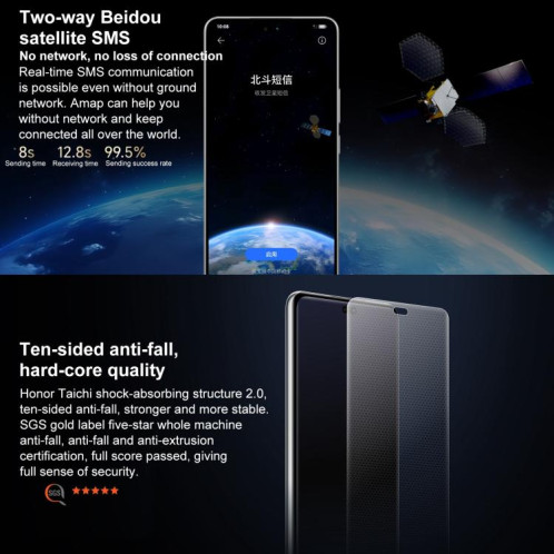 Honor Power, 12 Go + 256 Go, écran 6,78 pouces, MagicOS 9.0, Snapdragon 7 Gen 3 Octa Core, réseau 5G, NFC, OTG (noir) SH906B1634-010