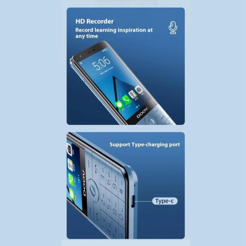 Téléphone à clavier DOOV R17 Pro / Z17, 4 Go + 64 Go, écran 3,5 pouces, Android 12, Mediatek MT6761 Quad Core, réseau 4G, compatible Google Store (bleu) SD930L850-010