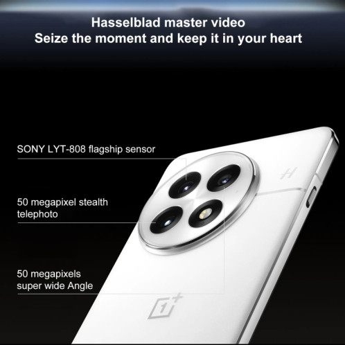 OnePlus 13 PJZ110, 12 Go + 512 Go, identification par empreinte digitale, écran 6,82 pouces ColorOS 15.0 / Android 15 Snapdragon 8 Elite 3 nm Octa Core, NFC, réseau : 5G (blanc) SO956W1684-020