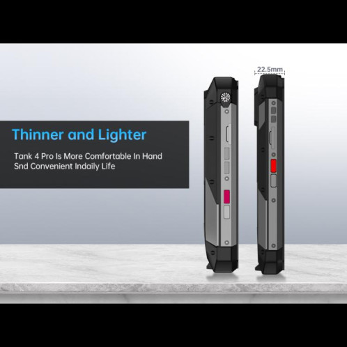  Téléphone robuste Unihertz Tank 4 Pro, 18 Go 1 To, vision nocturne, écran 6,73 pouces, Android 14, Dimensity 8300 Octa Core, réseau 5G, NFC (noir) SU964B1678-024