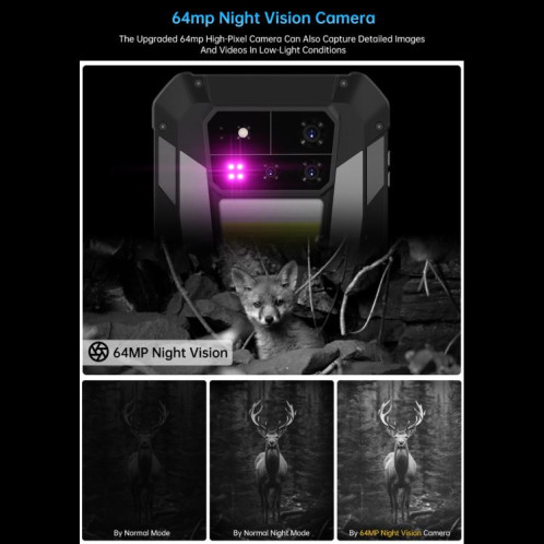  Téléphone robuste projecteur Unihertz Tank 4 Pro, 16 Go + 512 Go, vision nocturne, écran 6,73 pouces, Android 13 Dimensity 8300 Octa Core, réseau 5G, NFC (noir) SU965B410-024