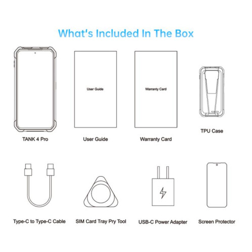  Téléphone robuste projecteur Unihertz Tank 4 Pro, 16 Go + 512 Go, vision nocturne, écran 6,73 pouces, Android 13 Dimensity 8300 Octa Core, réseau 5G, NFC (noir) SU965B410-024