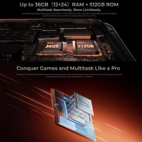  Téléphone robuste Oukitel WP56, 12 Go + 512 Go, appareil photo 108 Mpx, identification par empreinte digitale, écran 6,8 pouces, Android 15, MTK Dimensity 7050 Octa Core, NFC, OTG, réseau 5G (rouge) SO968R1070-018