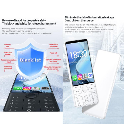 Téléphone à clavier DOOV R70, 6 Go + 128 Go, 4 pouces, Android 13, Mediatek MT6762 Octa Core, réseau 4G, compatible Google Store, avec appareil photo (noir) SD973B947-011