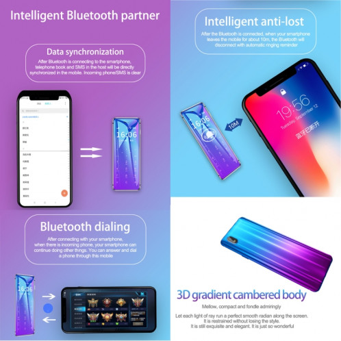 Ulcool V99, 1,54 pouces, MTK6261D, prise en charge de la synchronisation Bluetooth, numérotation Bluetooth, FM, anti-perte, GSM, double SIM (bleu) SH975L1061-07