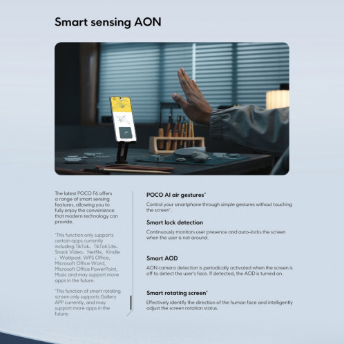  Xiaomi POCO F6 Global, 8 Go + 256 Go, lecteur d'empreintes digitales à l'écran, 6,67 pouces Xiaomi HyperOS Snapdragon 8s Gen 3 Octa Core 3,0 GHz, NFC, réseau : 5G (noir) SX980B79-014