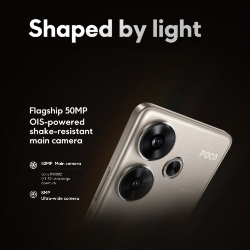  Xiaomi POCO F6 Global, 8 Go + 256 Go, lecteur d'empreintes digitales à l'écran, 6,67 pouces Xiaomi HyperOS Snapdragon 8s Gen 3 Octa Core 3,0 GHz, NFC, réseau : 5G (noir) SX980B79-014