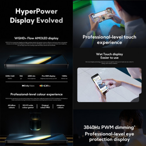  Xiaomi POCO F6 Pro Global, 12 Go + 256 Go, lecteur d'empreintes digitales à l'écran, 6,67 pouces Xiaomi HyperOS Snapdragon 8 Gen 2 Octa Core 3,19 GHz, NFC, réseau : 5G (noir) SX982B1667-09