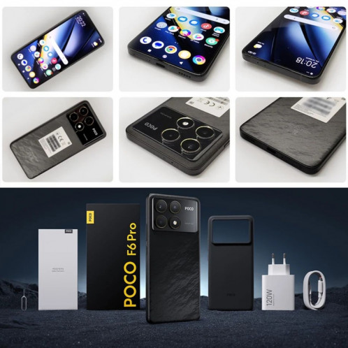  Xiaomi POCO F6 Pro Global, 12 Go + 512 Go, lecteur d'empreintes digitales à l'écran, 6,67 pouces Xiaomi HyperOS Snapdragon 8 Gen 2 Octa Core 3,19 GHz, NFC, réseau : 5G (noir) SX983B164-09